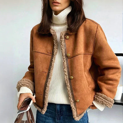 Women's Faux Shearling Jacket for Winter Walks
