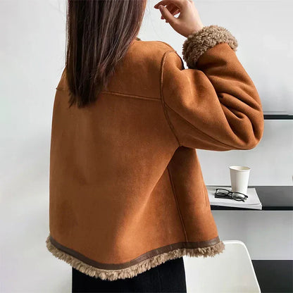 Women's Faux Shearling Jacket for Winter Walks