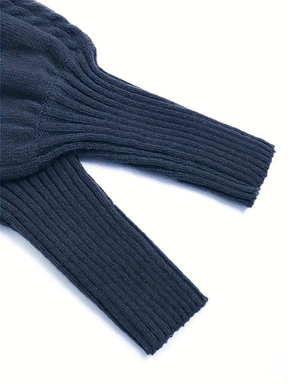 Women's Relaxed Cable-Texture Half-Collar Jumper