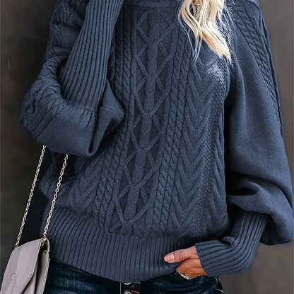 Women's Relaxed Cable-Texture Half-Collar Jumper