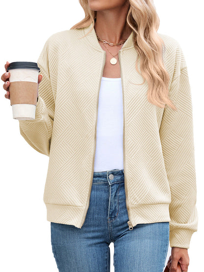 Women's Textured Bomber Jacket for Autumn