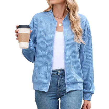 Women's Textured Bomber Jacket for Autumn