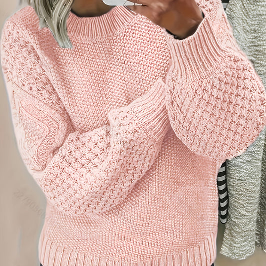 Women's Textured Knit Jumper Lantern Sleeve
