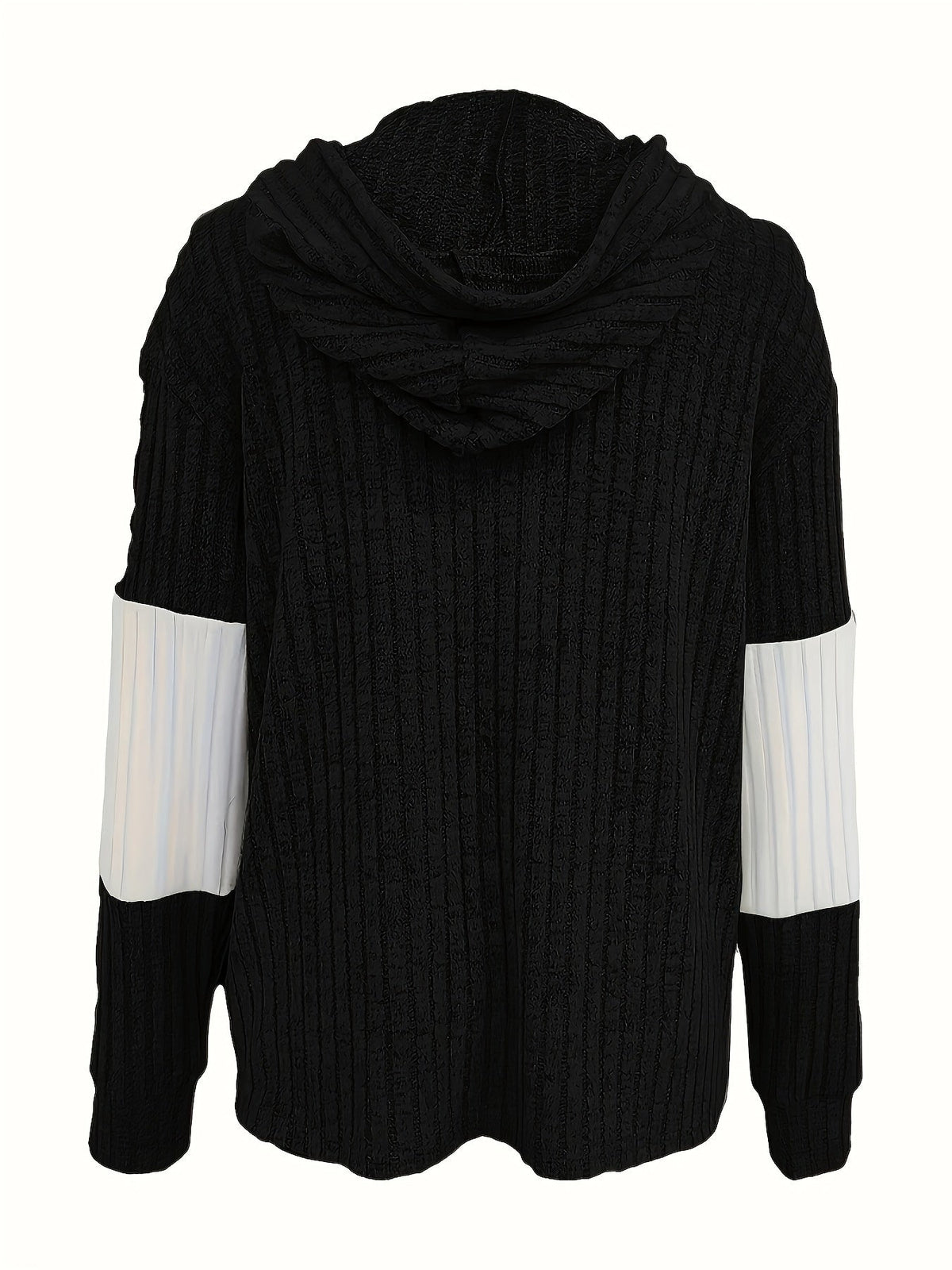 Women's Ribbed Colour-Block Zip-Up Hoodie