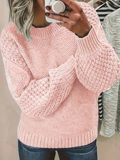 Women's Textured Knit Jumper Lantern Sleeve