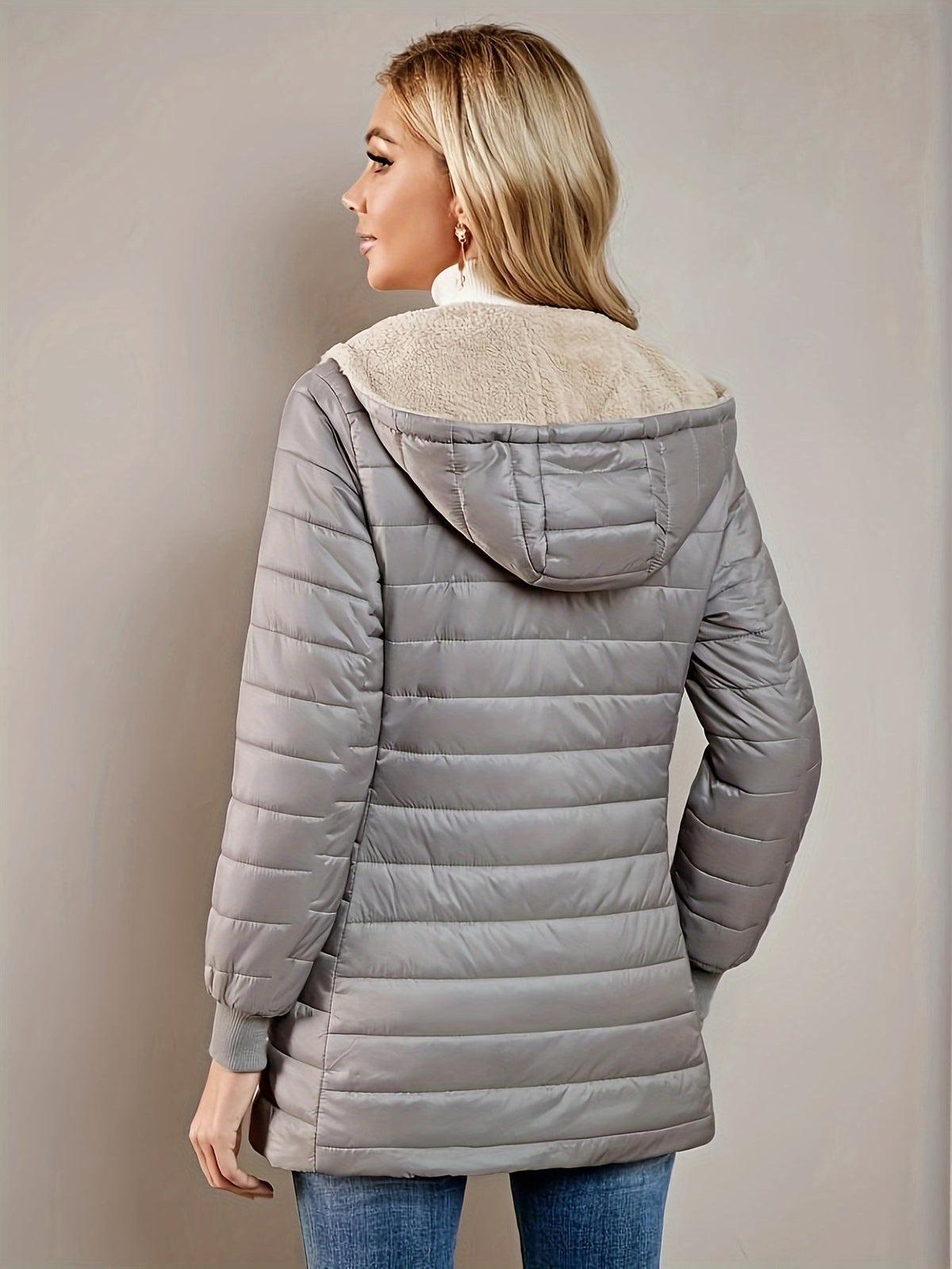 Women's Quilted Longline Coat with Full Zip