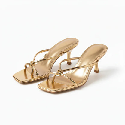 Women's Orthopedic Heeled Sandals with Knot Strap