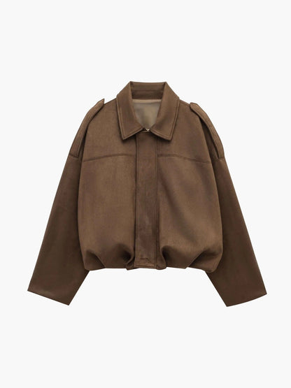 Women's Faux Suede Bomber Jacket for Fall