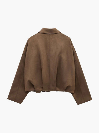 Women's Faux Suede Bomber Jacket for Fall