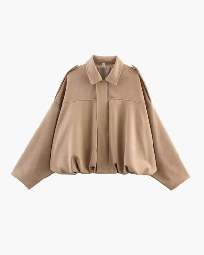Women's Faux Suede Bomber Jacket for Fall