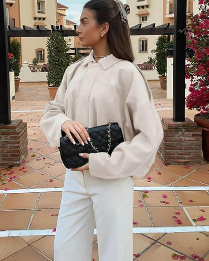 Women's Faux Suede Bomber Jacket for Fall