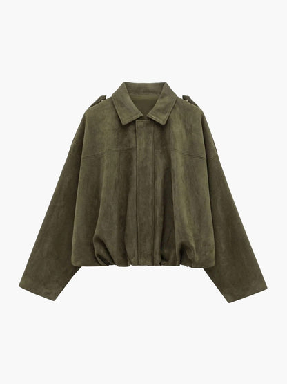 Women's Faux Suede Bomber Jacket for Fall