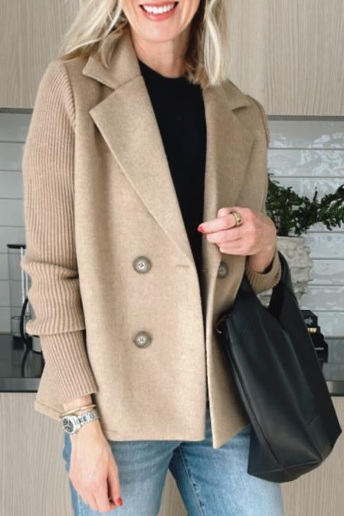 Women's Classic Knit Blazer with Double-Breasted Front