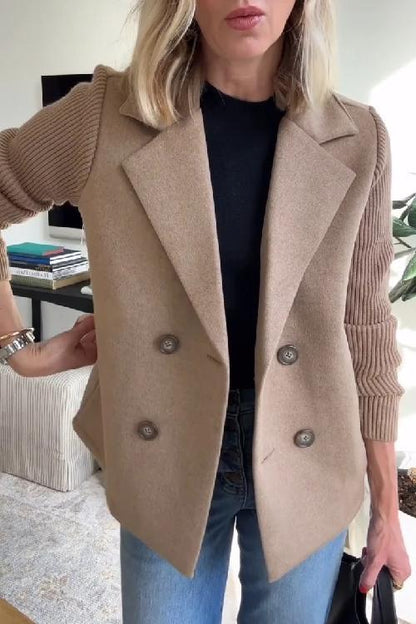 Women's Classic Knit Blazer with Double-Breasted Front