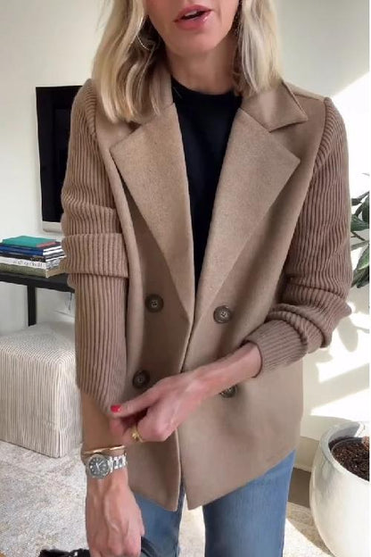 Women's Classic Knit Blazer with Double-Breasted Front