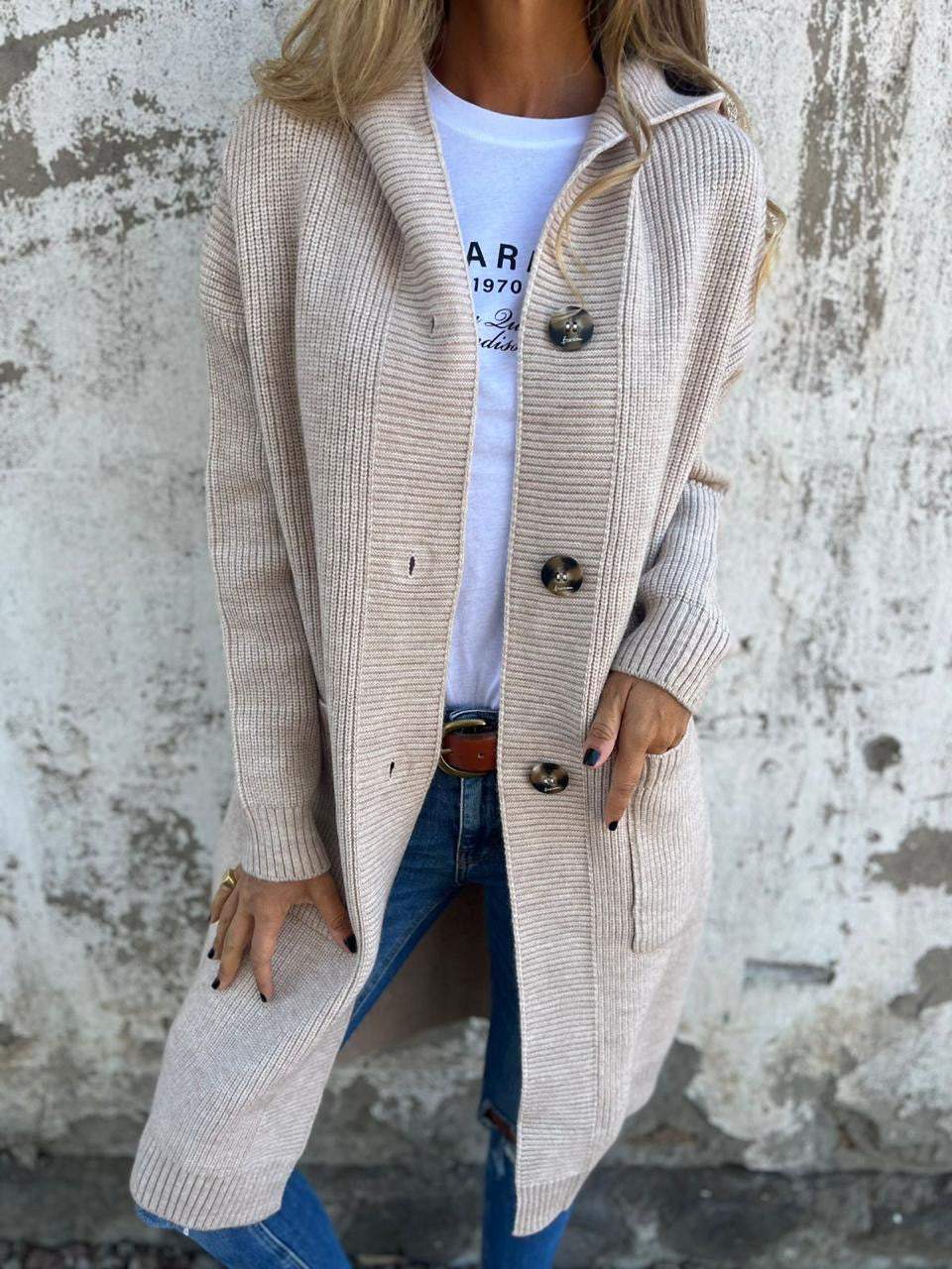 Women's Long Hooded Knit Cardigan for Outdoors