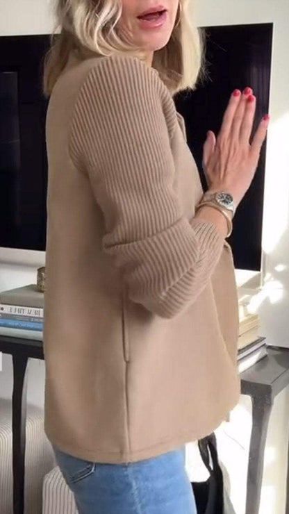Women's Classic Knit Blazer with Double-Breasted Front