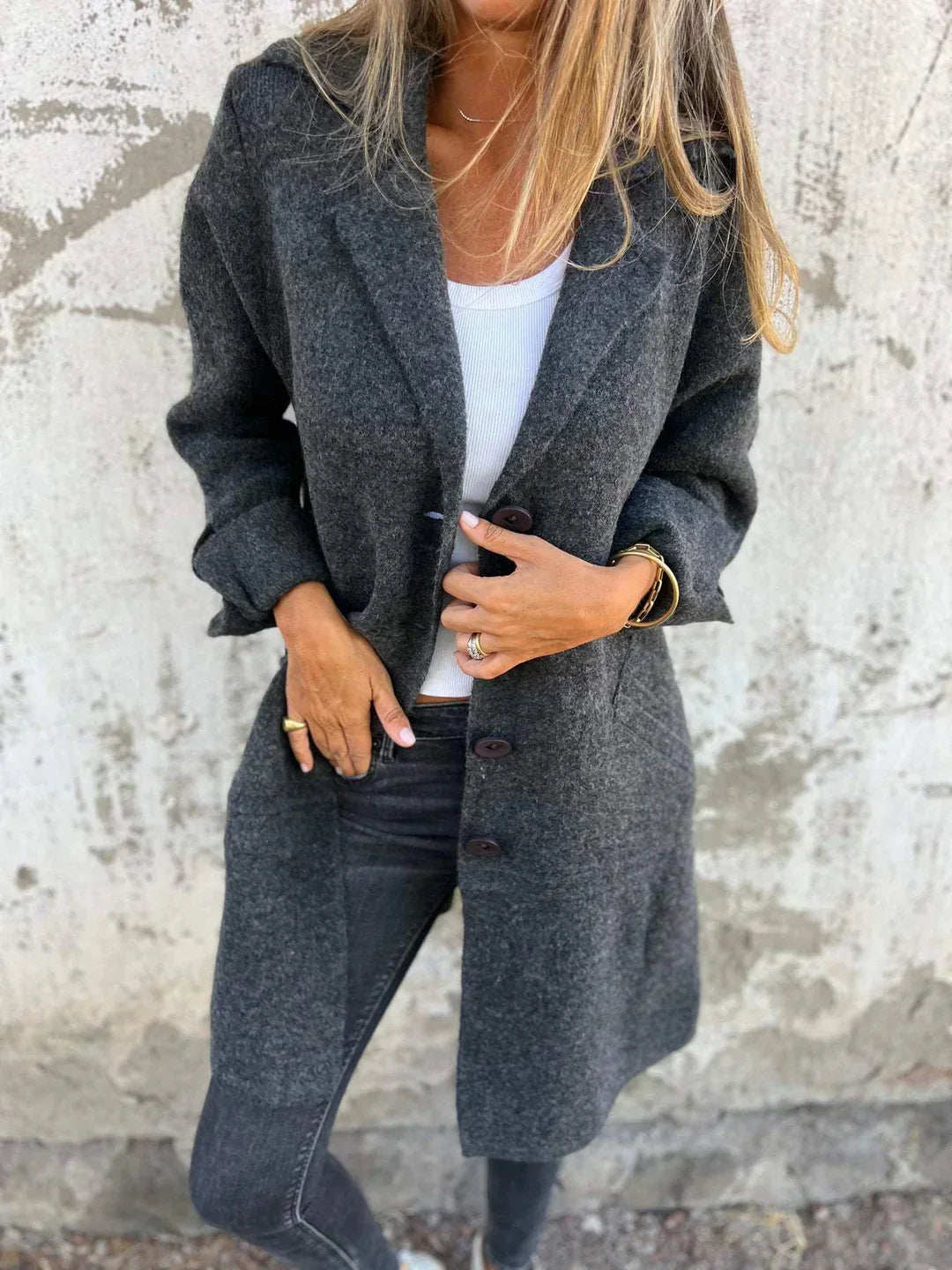 Women's Elegant Blazer with Deep Functional Pockets