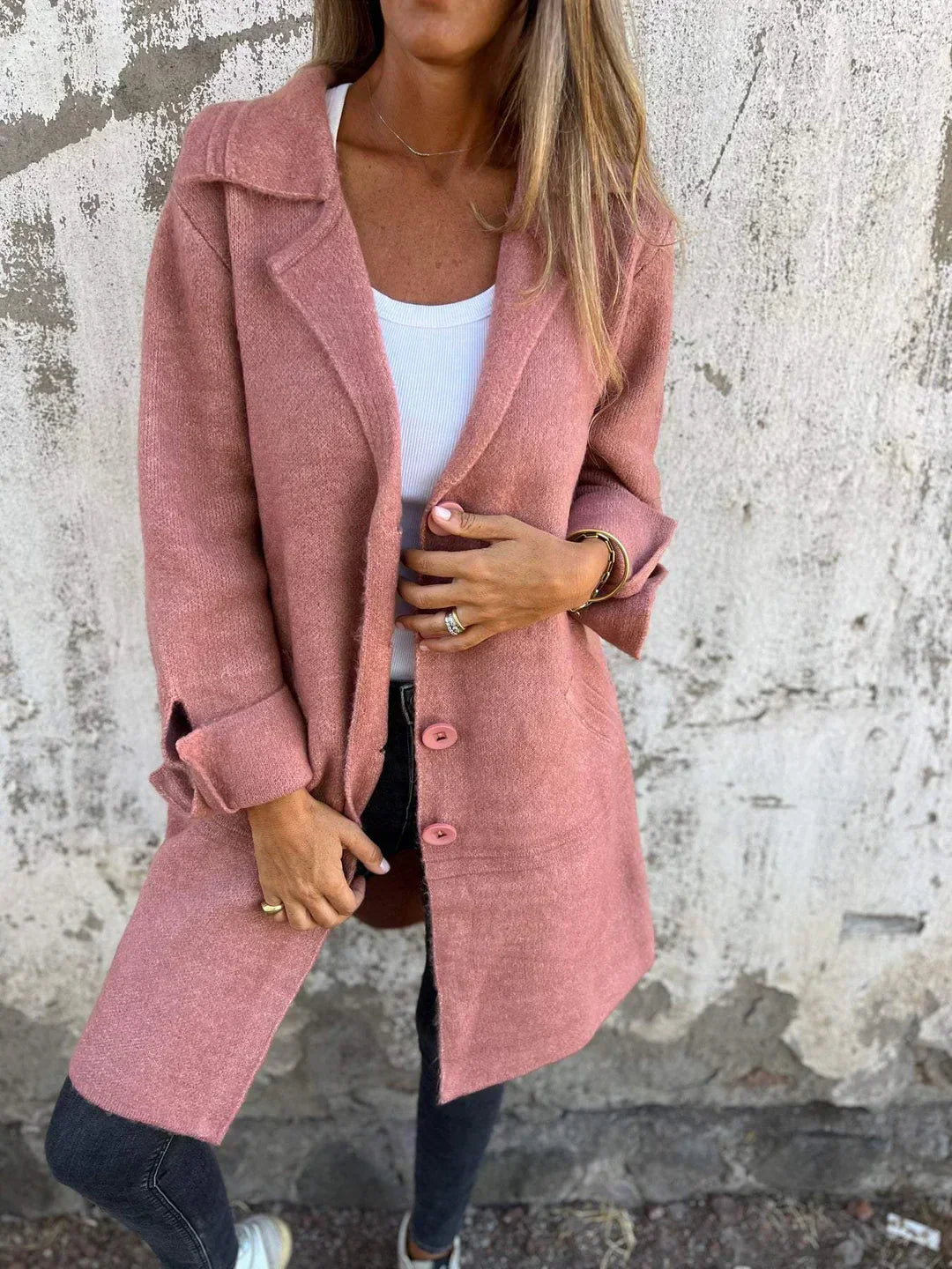 Women's Elegant Blazer with Deep Functional Pockets