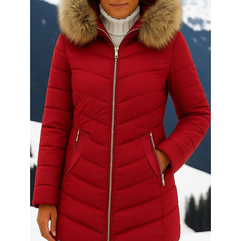 Women's Hooded Quilted Winter Parka Coat