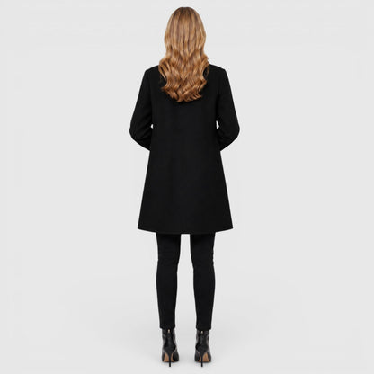 Women's Longline Wool Coat for Smart-Casual