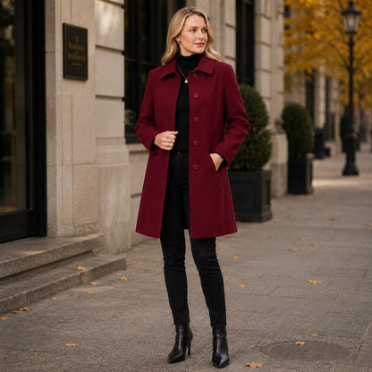 Women's Longline Wool Coat for Smart-Casual