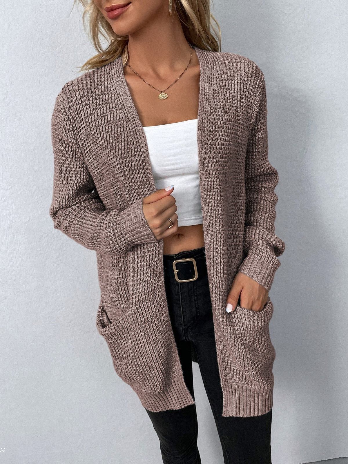 Women's Open Front Knit Cardigan for Weekends