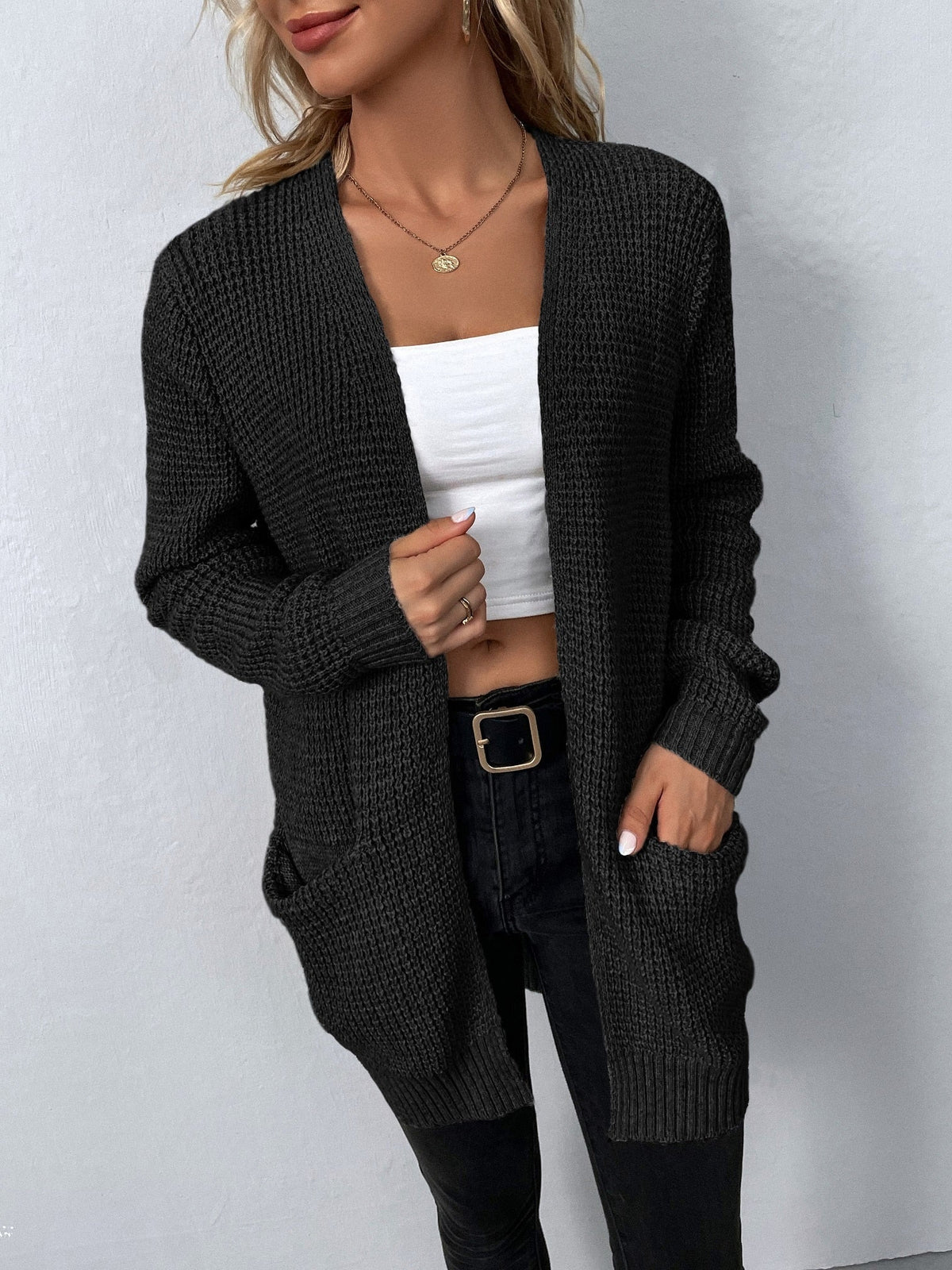 Women's Open Front Knit Cardigan for Weekends