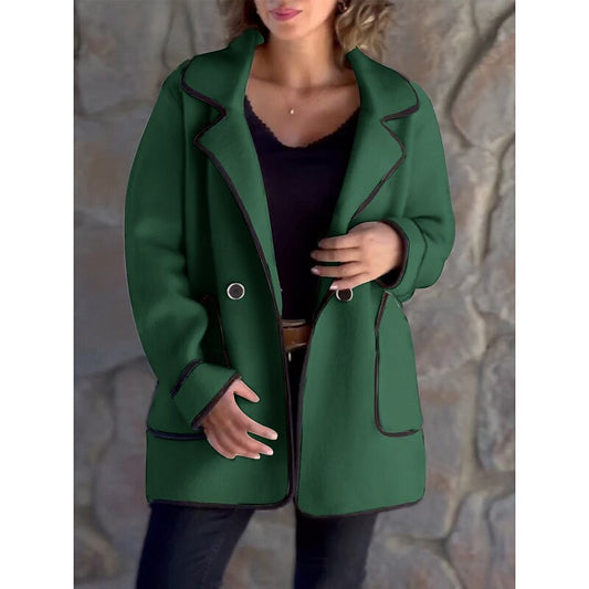 Women's Relaxed Cut Coat With Contrast Trim