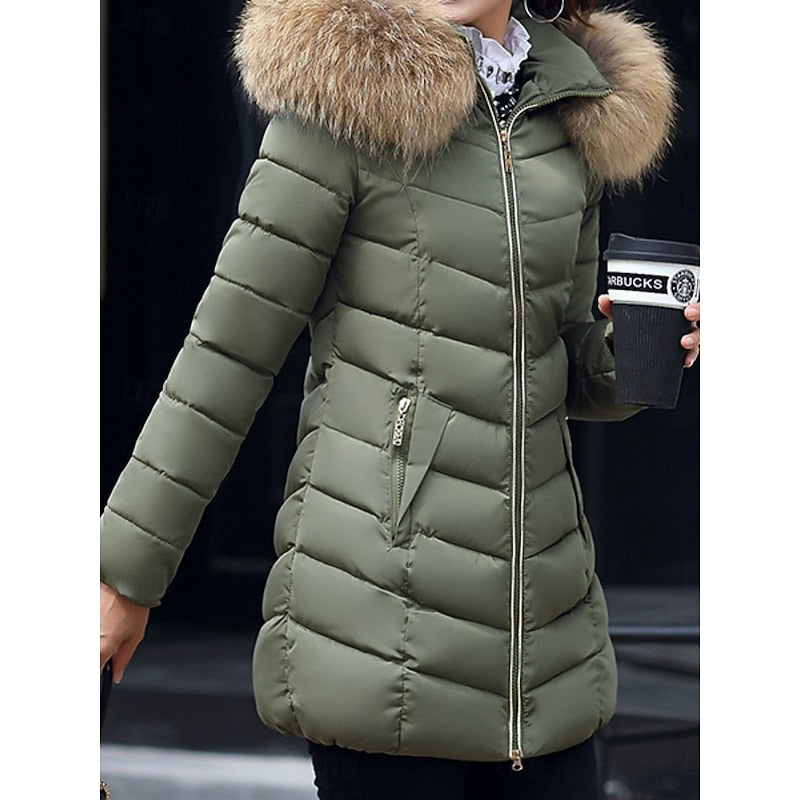Women's Hooded Quilted Winter Parka Coat