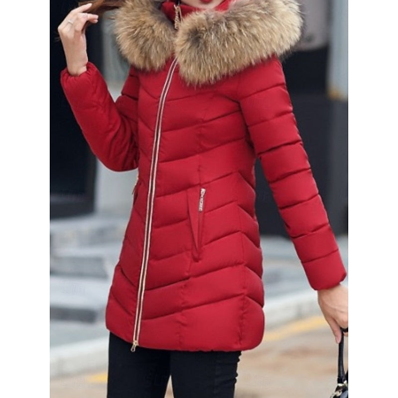 Women's Hooded Quilted Winter Parka Coat