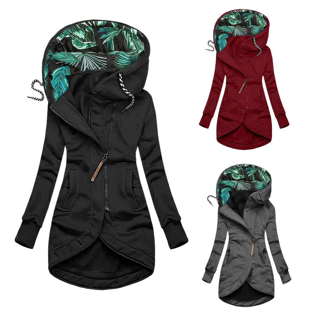Women's Water-Repellent Winter Jacket with Printed Hood
