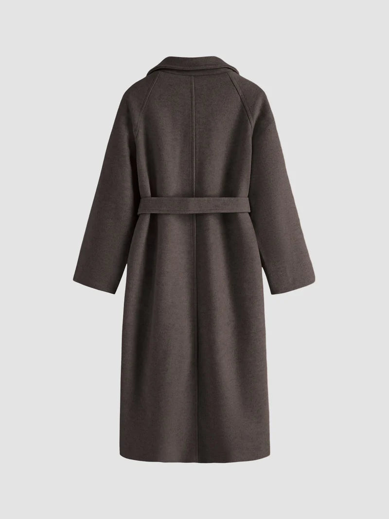 Women's Long Wool-Effect Wrap Coat for Winter