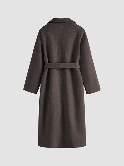 Women's Long Wool-Effect Wrap Coat for Winter