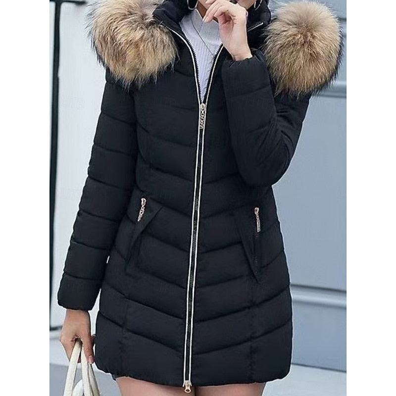 Women's Hooded Quilted Winter Parka Coat