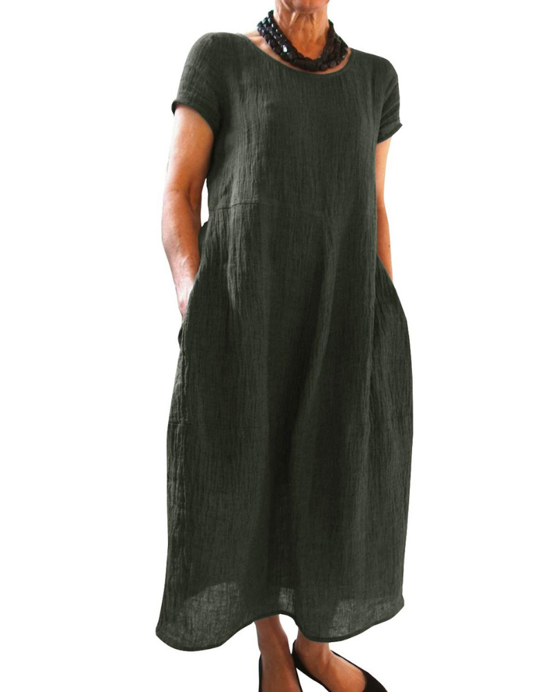 Women's Casual Maxi Dress with Side Pockets