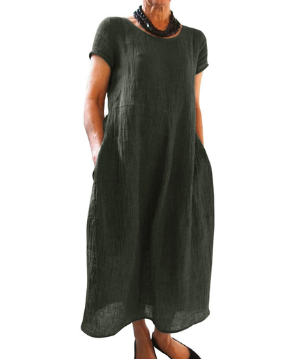 Women's Casual Maxi Dress with Side Pockets