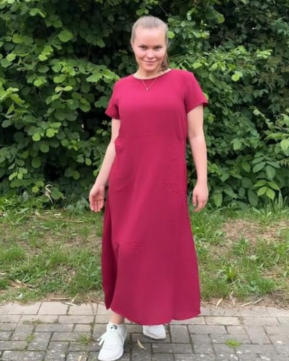 Women's Casual Maxi Dress with Side Pockets