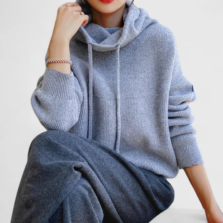 Women's Knit Sweater Hoodie for Casual Wear