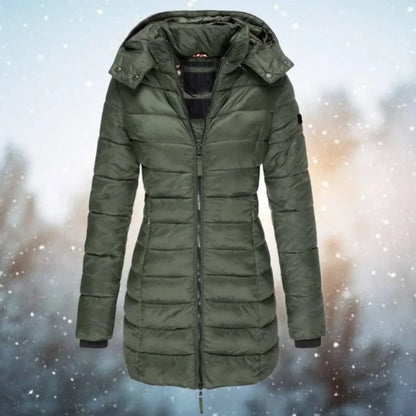 Women's Long Quilted Puffer Jacket for Winter