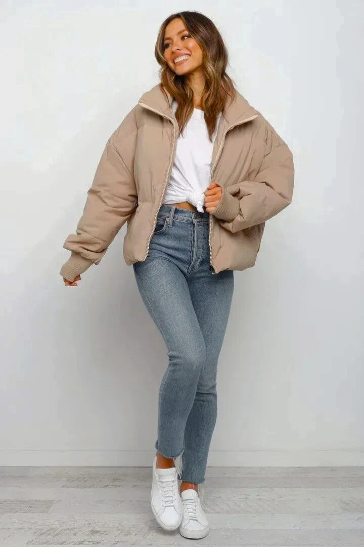 Women's Cropped Puffer Jacket for Cold Weather