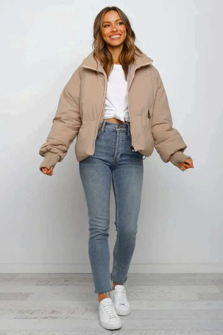 Women's Cropped Puffer Jacket for Cold Weather