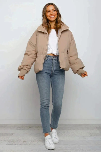 Women's Cropped Puffer Jacket for Cold Weather