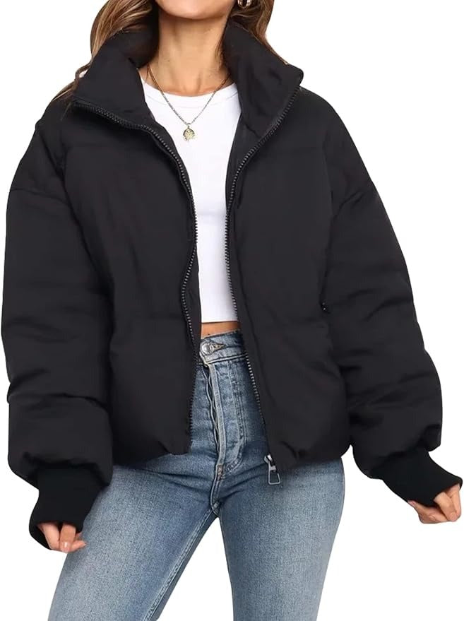 Women's Cropped Puffer Jacket for Cold Weather
