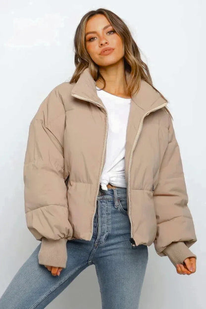 Women's Cropped Puffer Jacket for Cold Weather